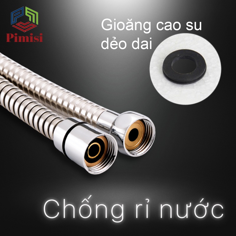 Dây sen tắm Pimisi PDS-108 kết hợp gioăng cao su deo dai chống rỉ nước