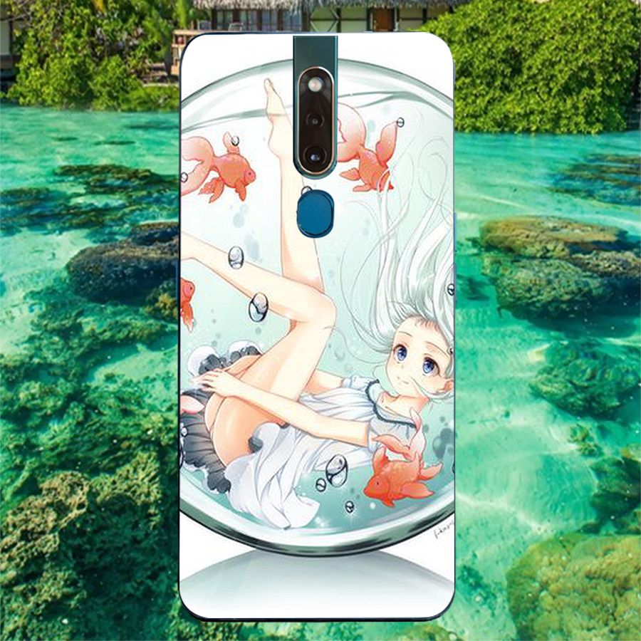Ốp điện thoại kính cường lực cho máy Oppo F11 - Cô Bé Trong Chiếc Lọ Thủy MS CBTCL065