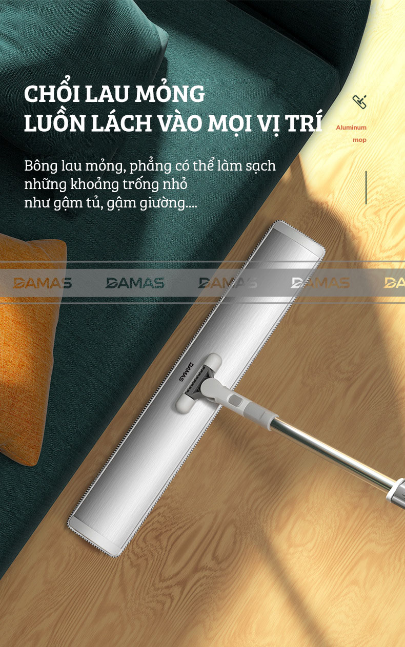 Cây Lau Nhà Thông Minh Hợp Kim Cao Cấp, Chổi Lau Nhà 360 Độ Lau Sạch Vắt Khô DAMAS CT2 - Bản Lau To Giúp Lau Sạch Nhanh Chóng, Khớp Xoay 180 Độ Linh Hoạt - Tự Động Gấp Gọn Tiện Lợi, Tích Hợp Thanh Lược Chải Làm Sạch Bông Lau Dễ Dàng Mà Không Cần Động Tay