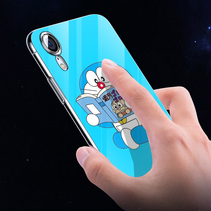 Ốp điện thoại kính cường lực cho máy iPhone XR - doremon nghịc ngợm MS DRMNN010