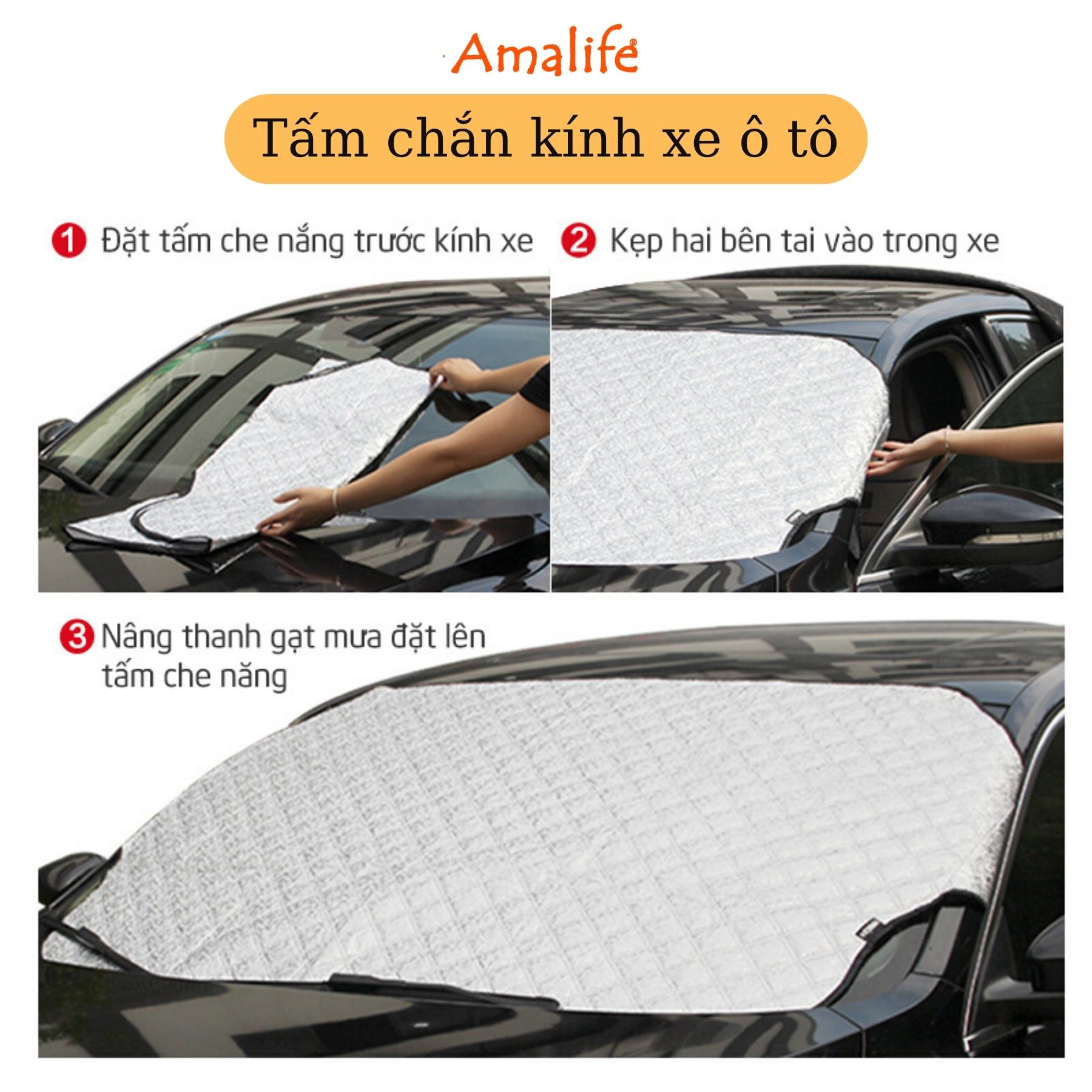 Tấm Chắn Nắng, Chống Nóng Ngoài Kính Lái Ô Tô 3 Lớp, Tráng Bạc Cỡ Lớn 118cm x 148cm, Có Trùm Gương - Hàng chính hãng