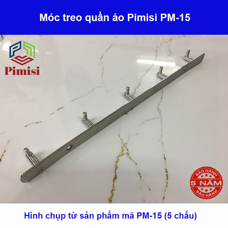 Hình ảnh thược tế mặt sau dán tường móc treo quần áo inox 304 Pimisi PM-15 (5 chấu)