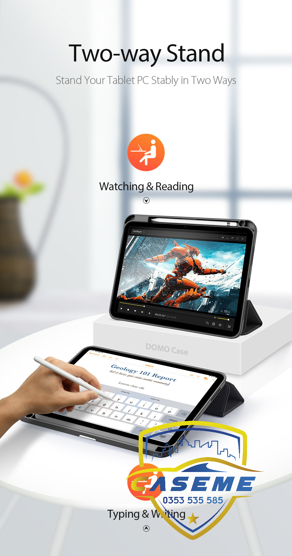Bao da dành cho iPad Air 4/ Air 5 M1 10.9 inch 2022 hiệu Dux Ducis Domo có khay để bút, bảo vệ camera, chống sốc, cao cấp - Hàng nhập khẩu.