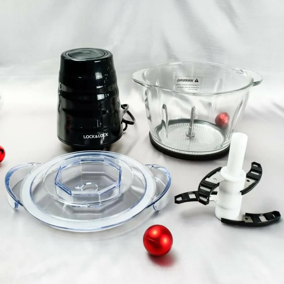 Máy Xay Thịt Cối Thủy Tinh Lock&Lock Meat Chopper EJM156BLK 1 Lít - Hàng Chính Hãng, 4 Lưỡi Dao Cho Lực Nghiền Mạnh, Công Suất 400W