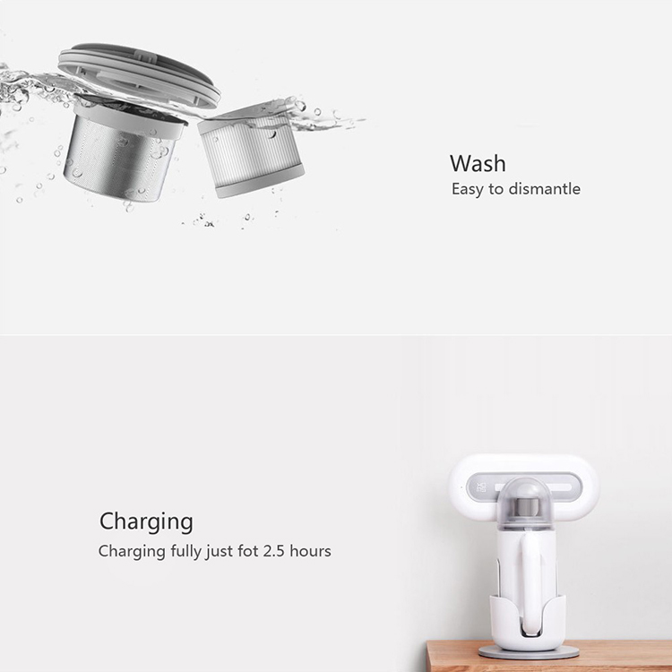 Xiaomi SWDK Wireless Handheld Mite Cleaner KC101 Dust Mite Controller Ultraviolet Cleaner With Power Charger 6000Pa White US Plug