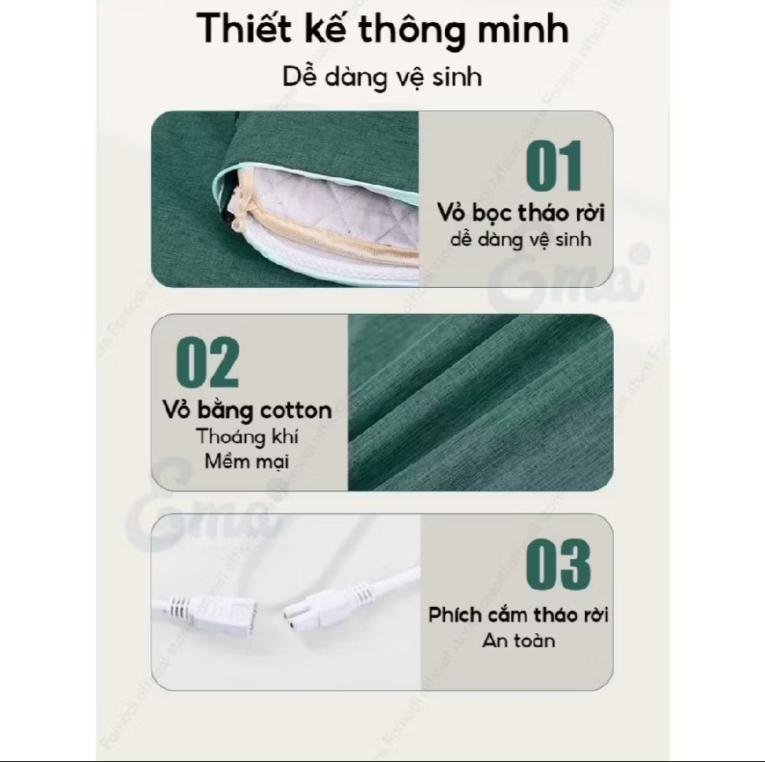 Thảm Ngải Cứu Điện, Đệm Sưởi Ngải Cứu Đông Y Hỗ Trợ Đau Vai Gáy, Đau Lưng Nhức Mỏi Xương Khớp