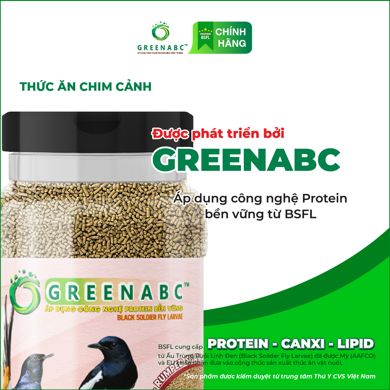 Cám Chim Chích Chòe GREENABC – Giúp chim căng lửa, phong độ, 2 loại bổ sung và hàng ngày – Hộp 280g