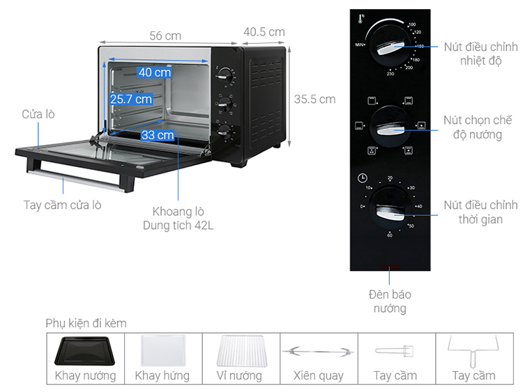 Lò Nướng Đối Lưu Bluestone EOB-7588 - 42L - Hàng chính hãng