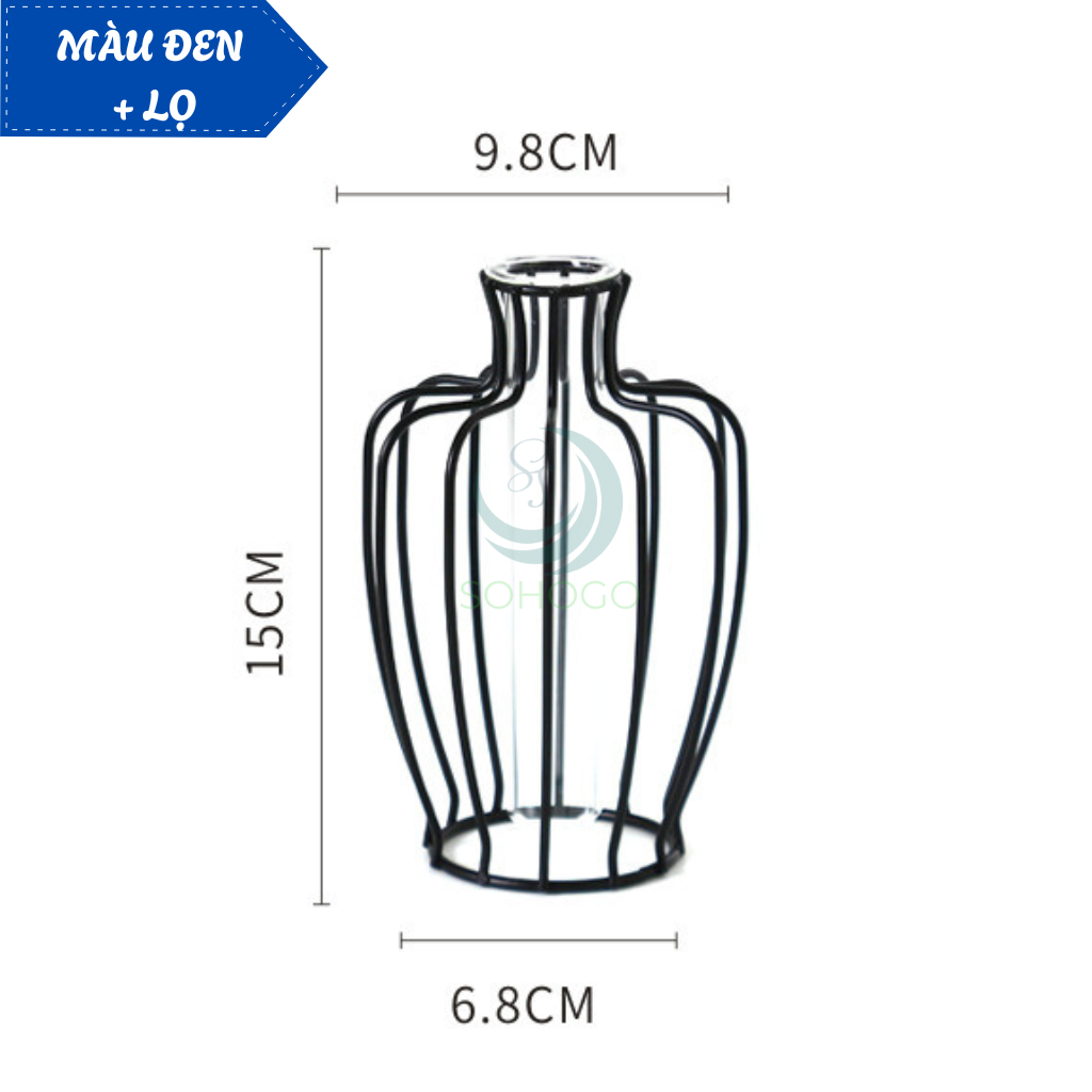 Lọ Hoa Nghệ Thuật Khung Sắt Kèm Ống Thủy Tinh- Bình Hoa Trang Trí Khung Kim Loại Hiện Đại- Lọ Hoa Phong Cách Bắc Âu – Khung Sắt & Ống Thủy Tinh- Chân Đế Lọ Hoa Sáng Tạo Decor Nhà Cửa- Bình Hoa Mini Trang Trí Bàn Làm Việc/Phòng Khách