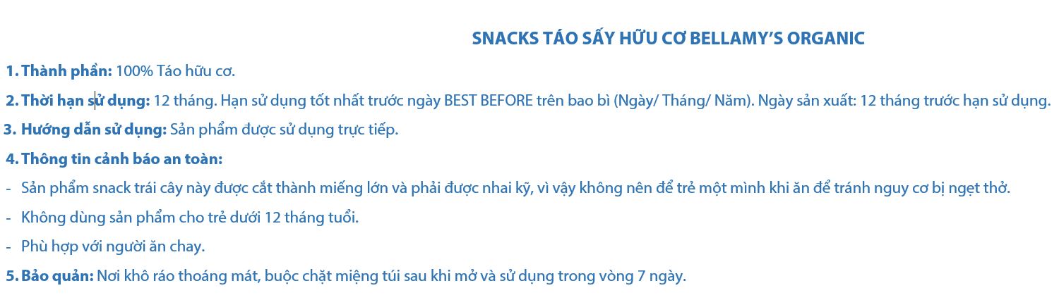 Snack Táo Sấy Hữu Cơ Bellamy's Organic