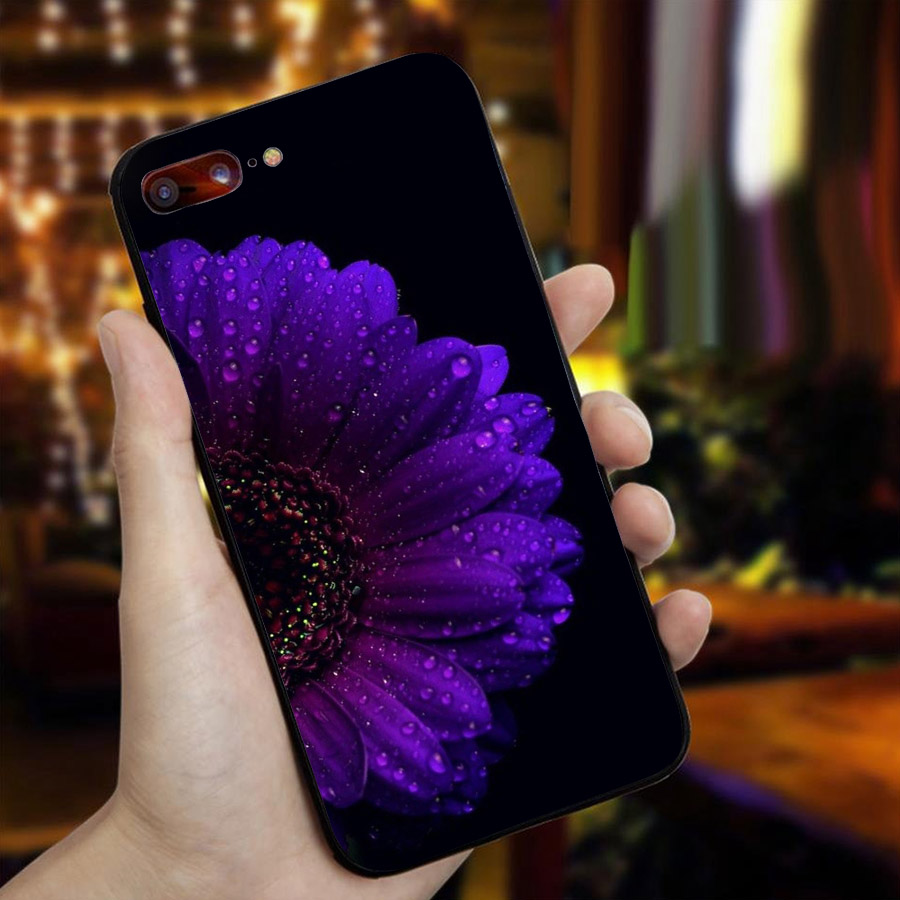 Ốp lưng cứng viền dẻo dành cho điện thoại iPhone 7 Plus / 8 Plus - Bông cúc tím MS ABHHA002