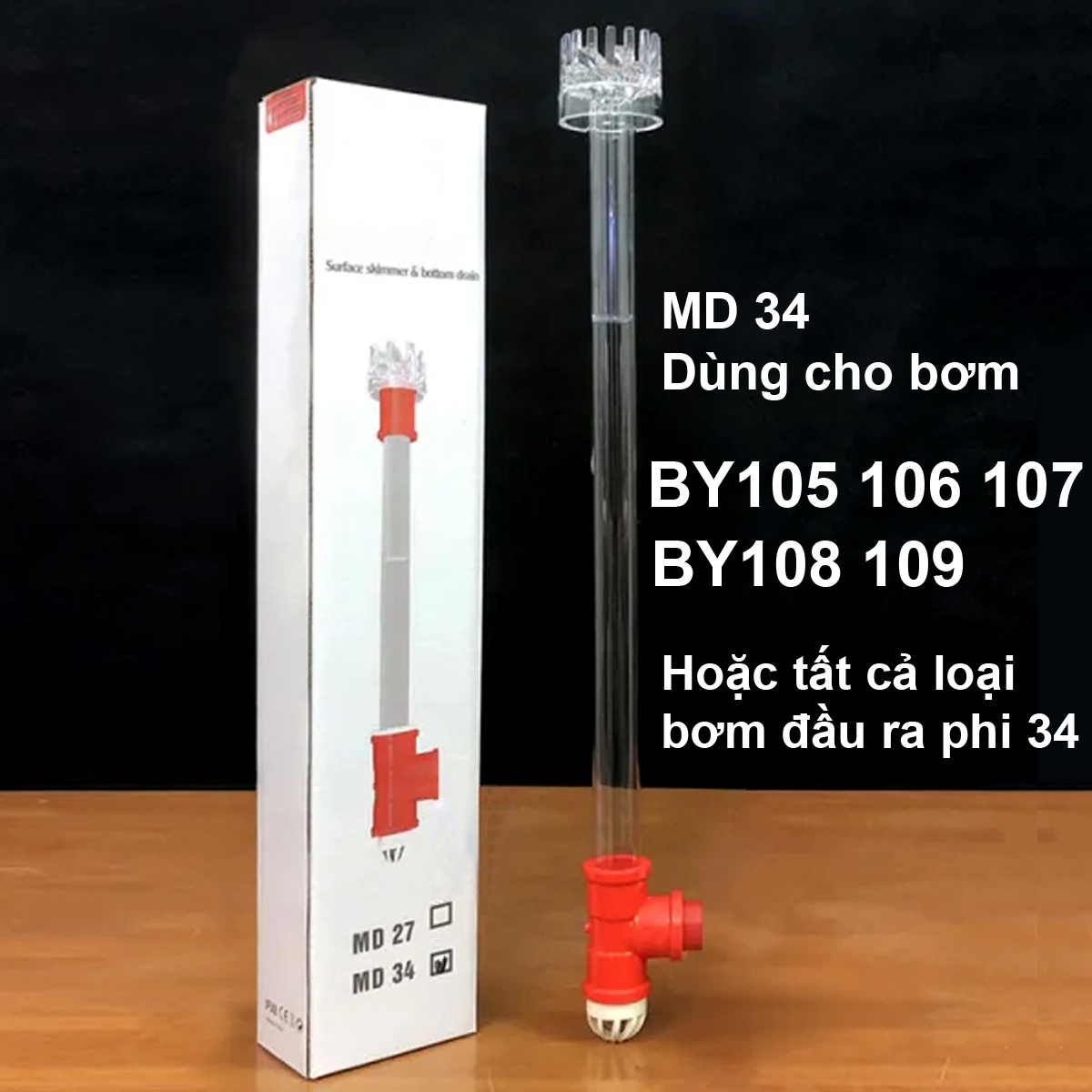 Bộ hút mặt đáy hồ cá MD27 75cm cho bơm BAOYU BY102-104 | Tự xoay, hiệu quả