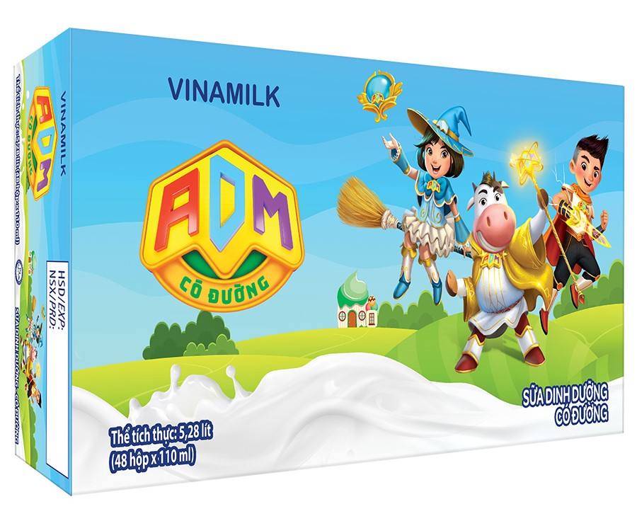 Sữa dinh dưỡng Vinamilk ADM Có Đường - Thùng 48 hộp 110ml