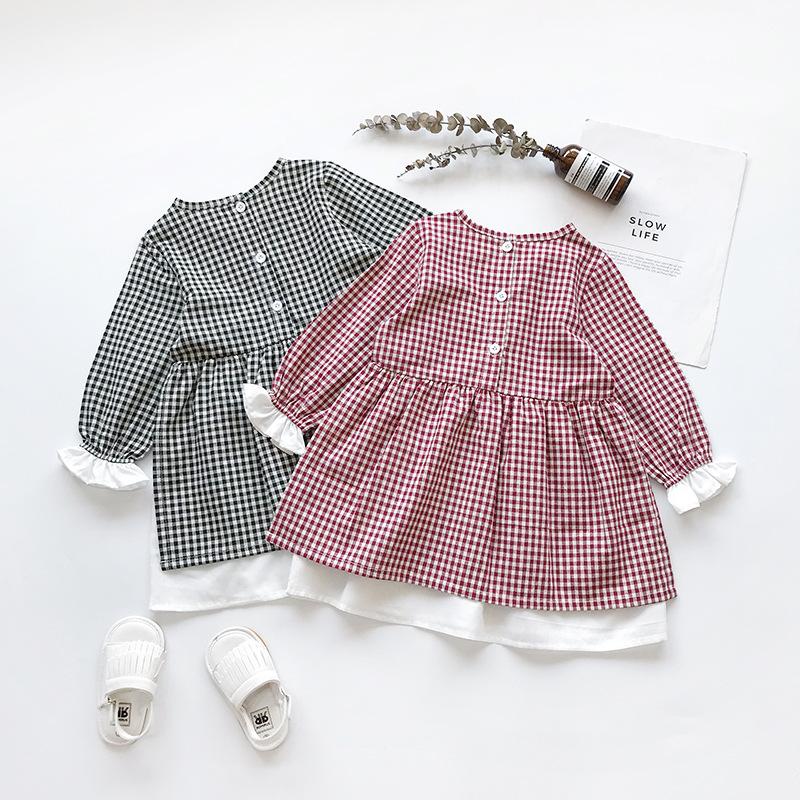 Đầm kẻ caro cho bé gái xinh xắn, 2 lớp cotton thoáng mát, hàng nhập chất đẹp, bé dùng dự tiệc, đi chơi, đi học | MV26