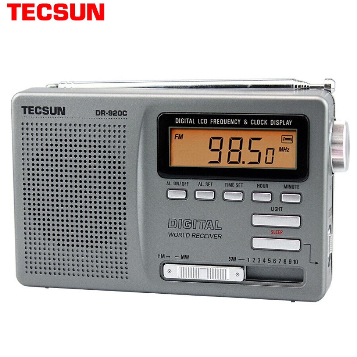 (Tecsun) DR920C radio full band elderly portable radio semiconductor college entrance examination English four six campus radio digital display (silver gray)