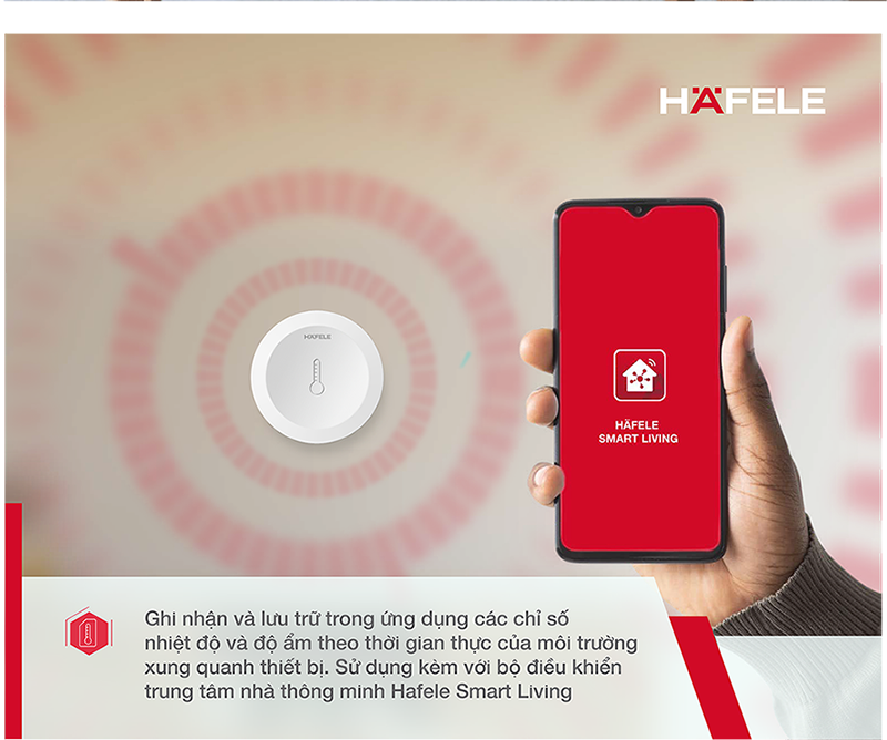 Cảm biến nhiệt độ & độ ẩm Hafele Smart Living - Hafele Temperature & Humidity sensor (Hàng chính hãng)