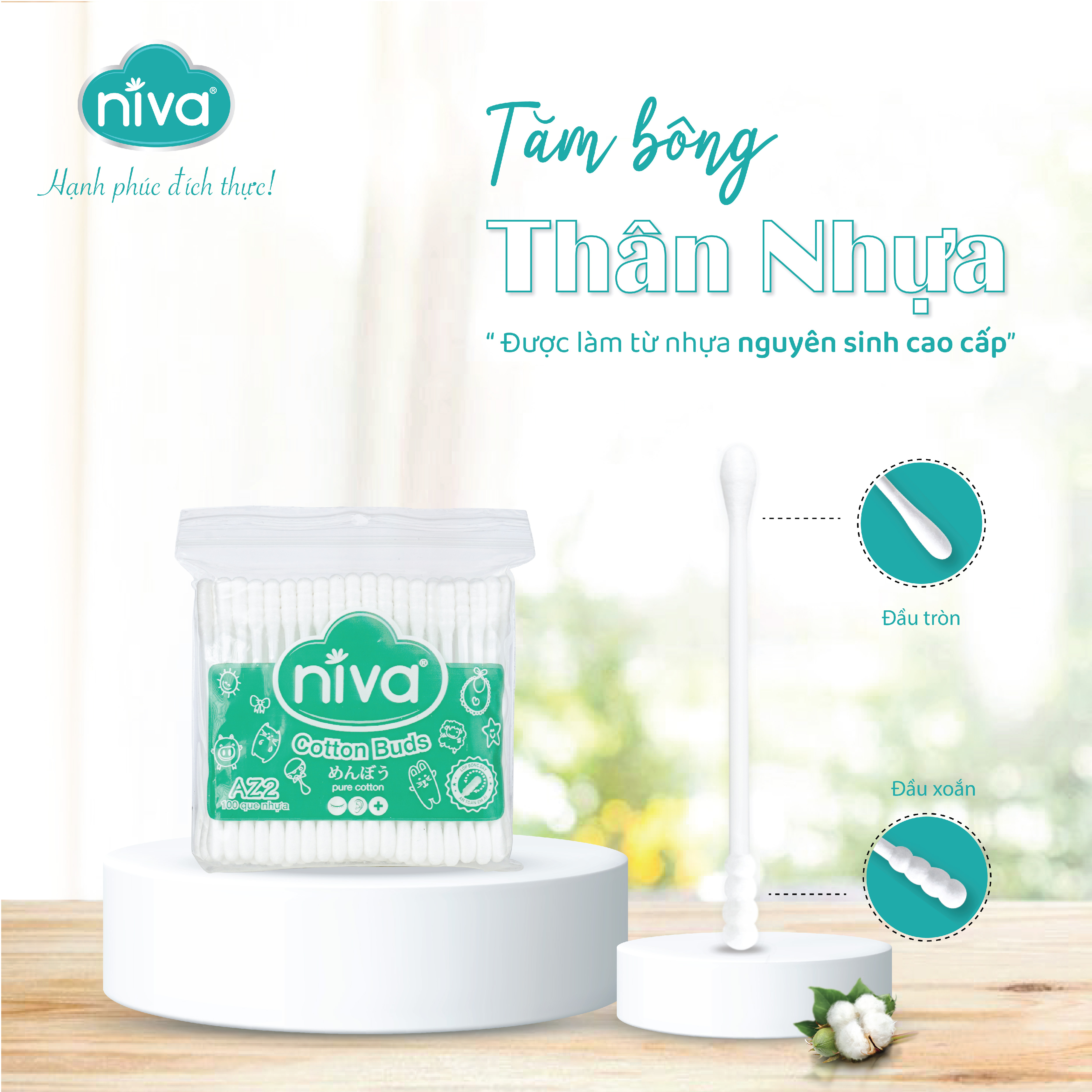 Combo 05 Tăm Bông NIVA Dành Cho Người Lớn Túi Zipper 100 Que Nhựa Az2