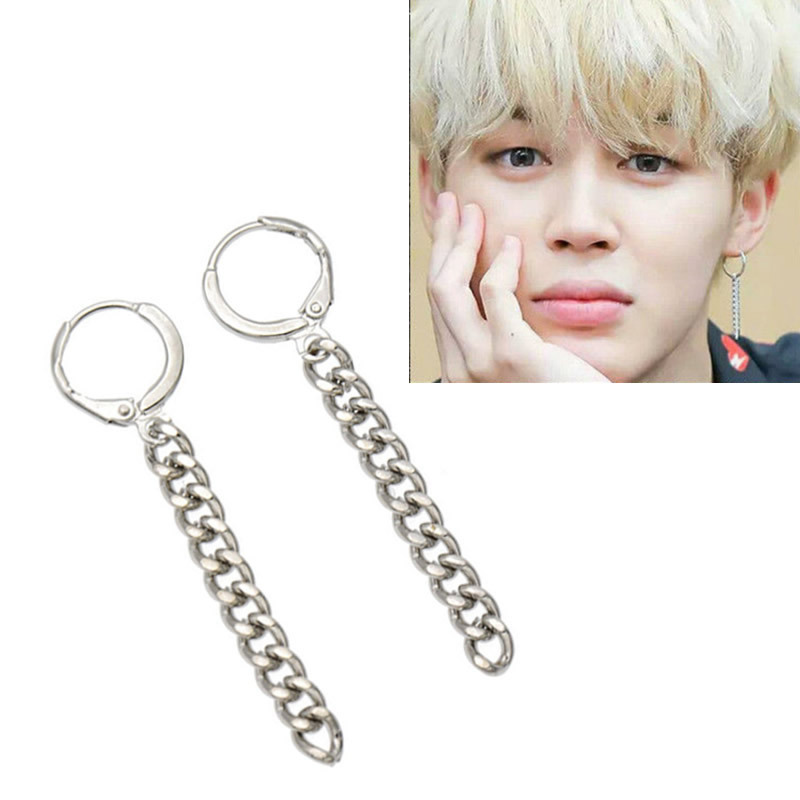 Khuyên tai nam bông tai sợi xích dài Jimin BTS cá tính 1 chiếc
