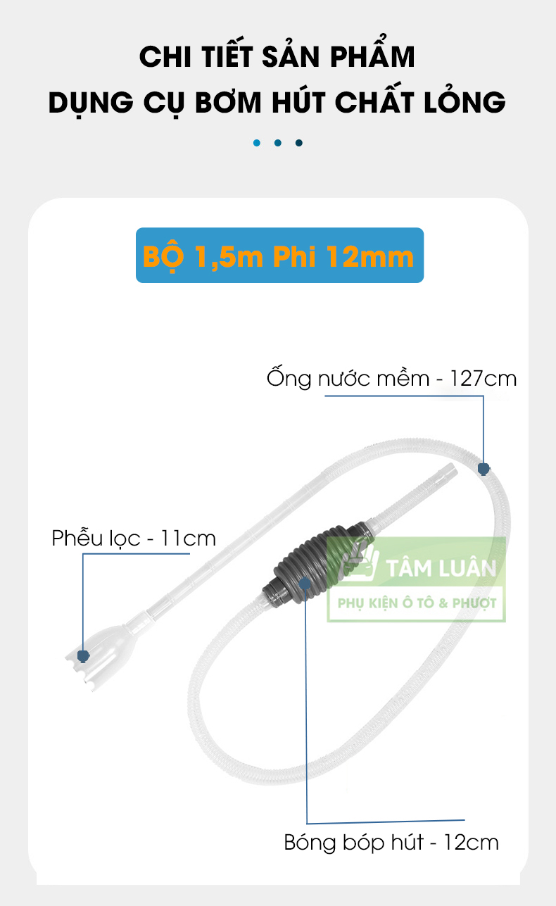 Hút nước bể cá, dụng cụ thay nước bể cá, hút cặn bể cá, dụng cụ bơm hút chất lỏng đa năng TÂM LUÂN Chổi lau tẩm dầu