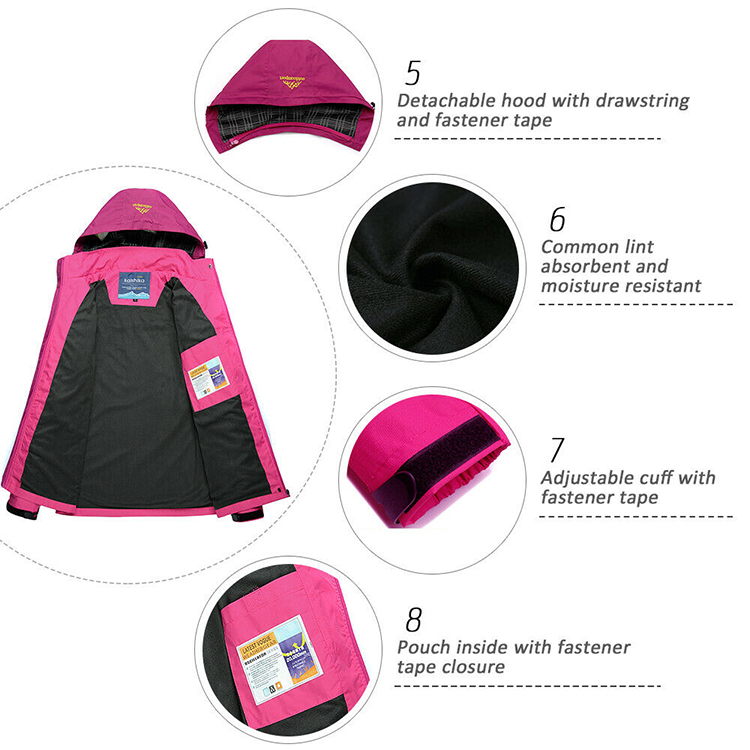 Lixada Waterproof Jacket Windproof Raincoat Sportswear Outdoor Hiking Traveling Cycling Sports Detachable Hooded Coat