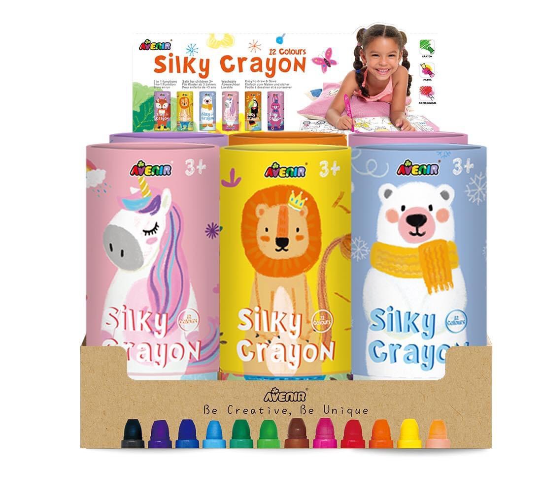 Hộp bút sáp dầu 12 màu Avenir có 6 mẫu cho bé lựa chọn - Avenir Silky Crayon My Mickey Shop 1