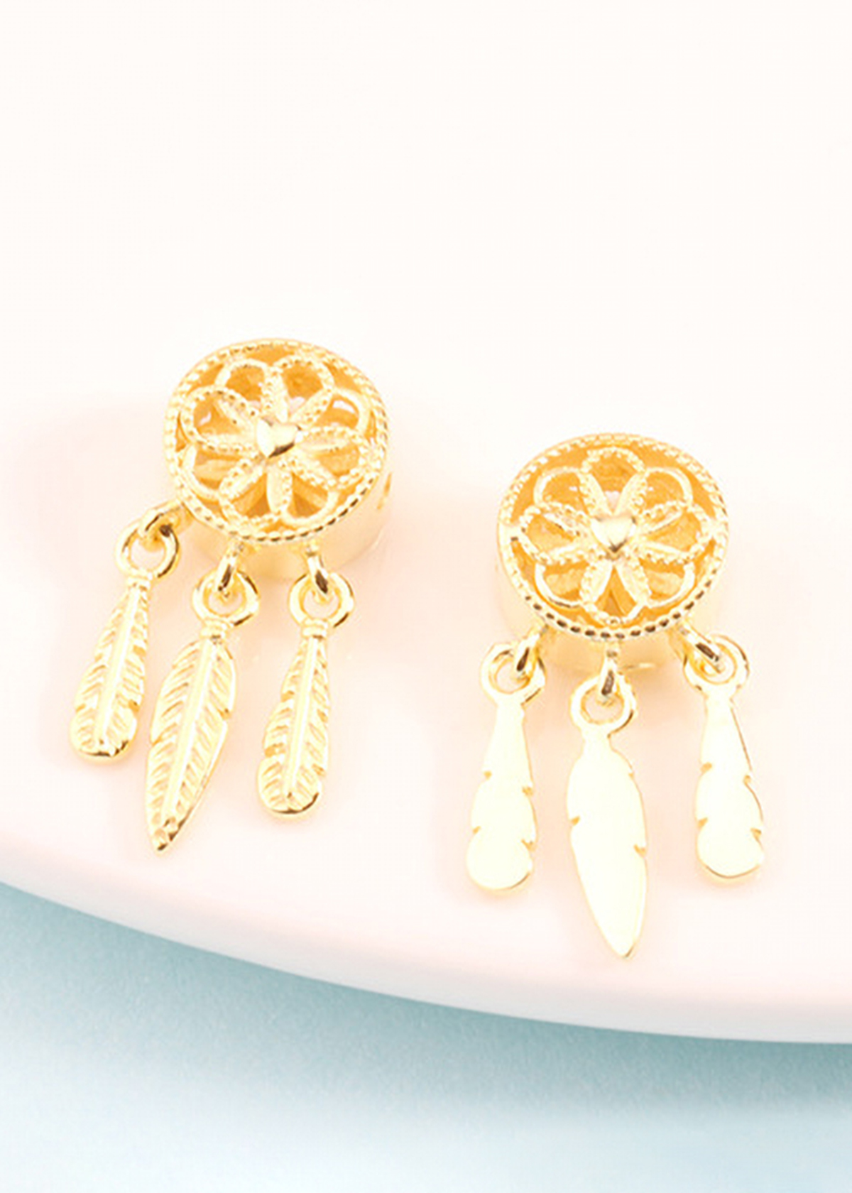 Charm bạc dream catcher xỏ ngang mạ vàng - Ngọc Quý Gemstones