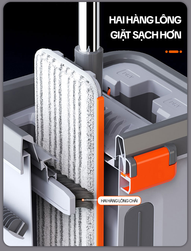 Bộ Cây Lau Nhà KITIMOP SM33 PRO, Thùng Lau Nhà Tự Vắt Thông Minh, Chổi Lau Nhà Xoay 360 Độ, Lau Sàn Làm Sạch