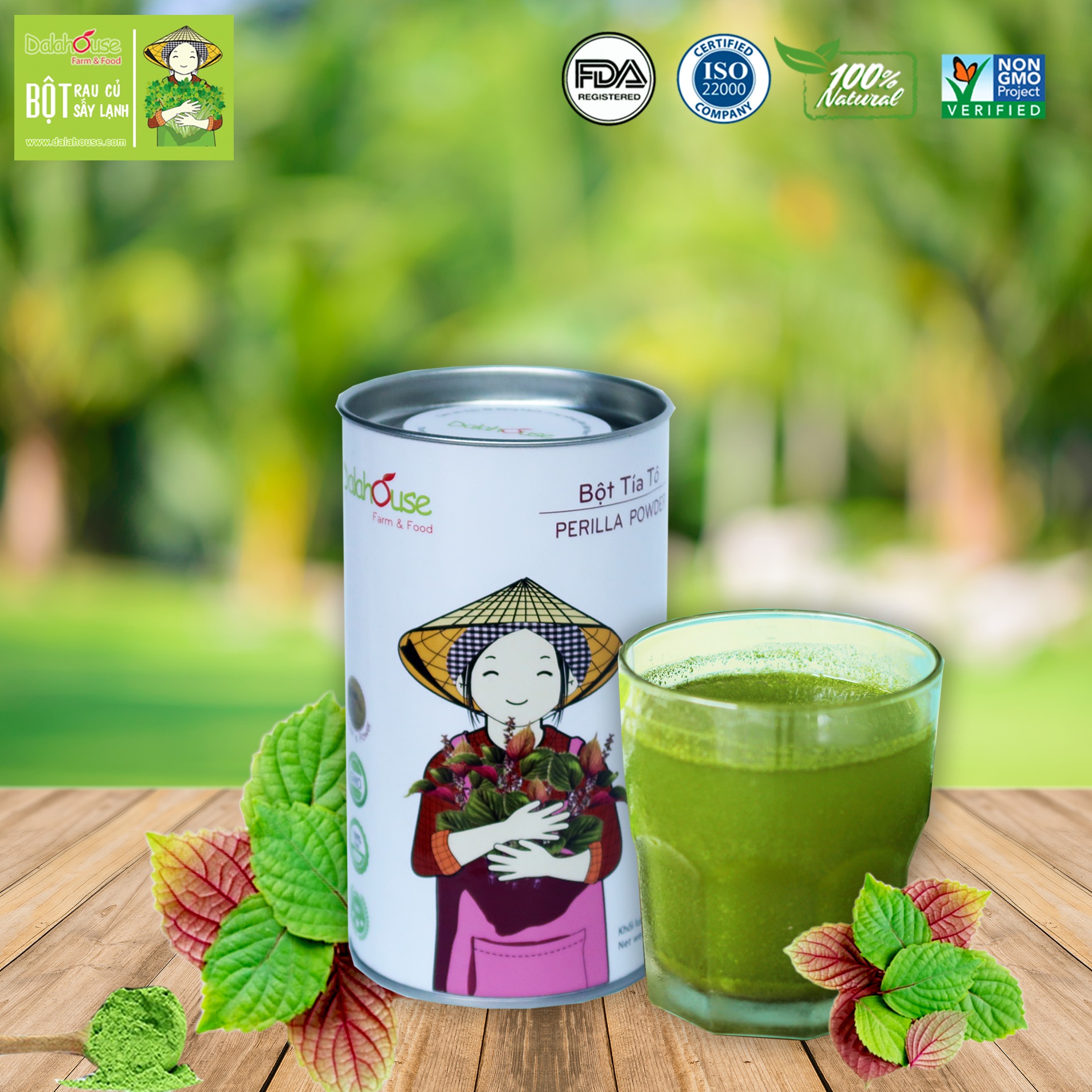 Bột Tía Tô sấy lạnh Dalahouse - Bổ phế phối, An thai, hỗ trợ giảm các triệu chứng cảm, ho, đau họng. Hỗ trợ điều trị GUT, đẹp da, trắng da