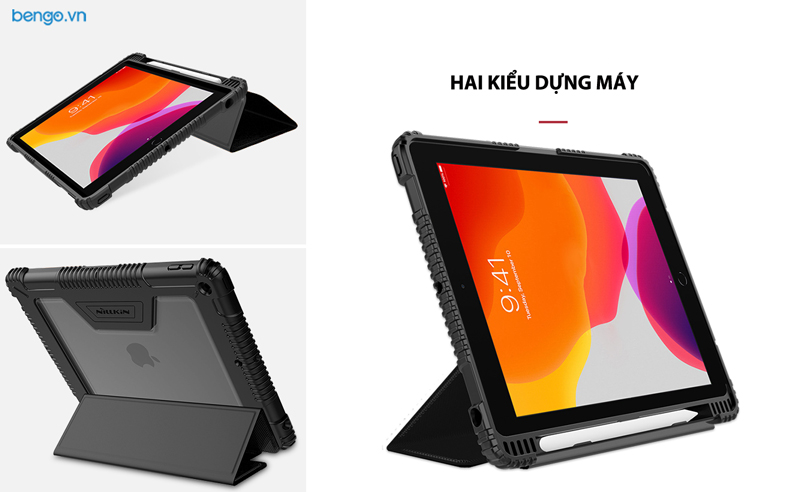 Bao da dành cho iPad Gen 9 2021 NILLKIN Bumper Leather with Pencil Holder- hàng nhập khẩu