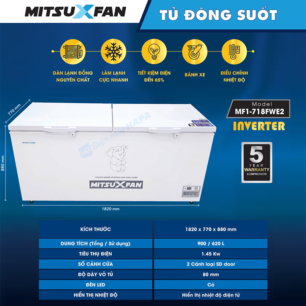 Tủ Đông Cao Cấp MITSUXFAN MF1-718FWE2 - Hàng Chính Hãng - Điện máy HAPA