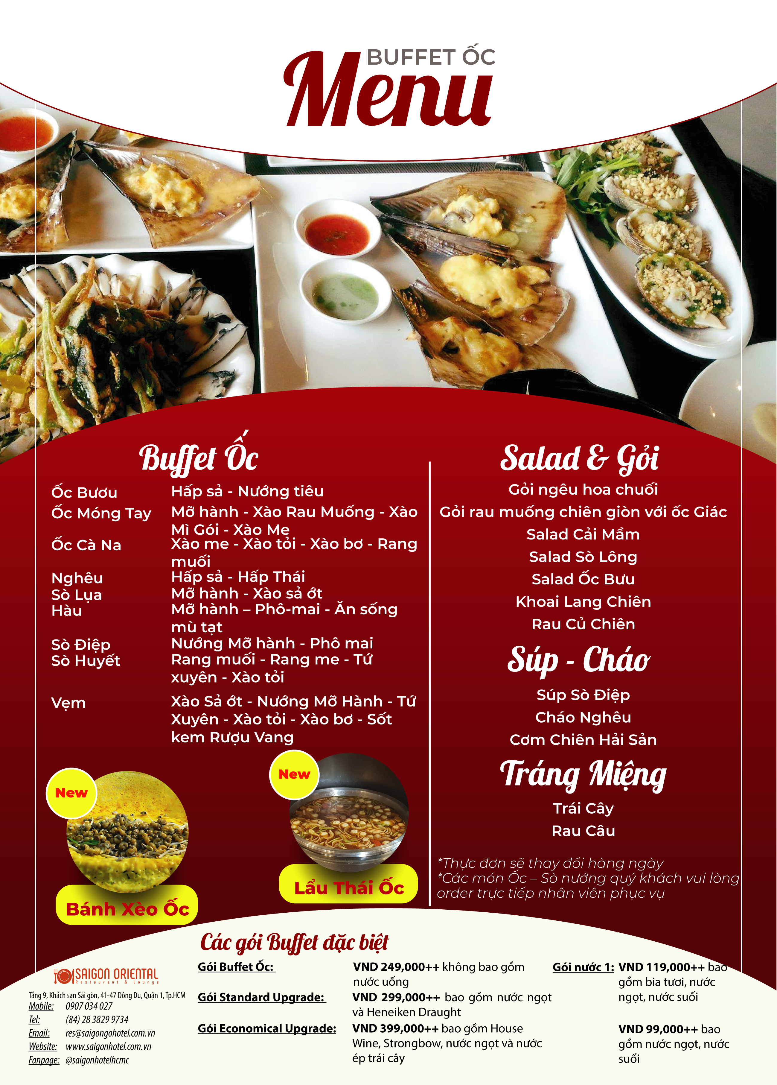 Buffet Ốc Buổi Tối Cuối Tuần Hơn 50 Món - Bia Tươi Tiger Không Giới Hạn Tại Sài Gòn Hotel 3*