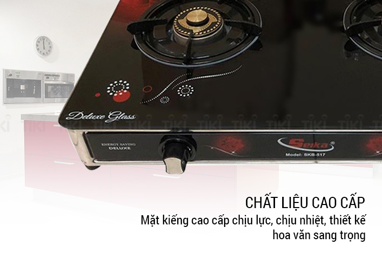 Bếp Gas Đôi Mặt Kính Sen Đồng Seika SKB517 - Hàng Chính Hãng