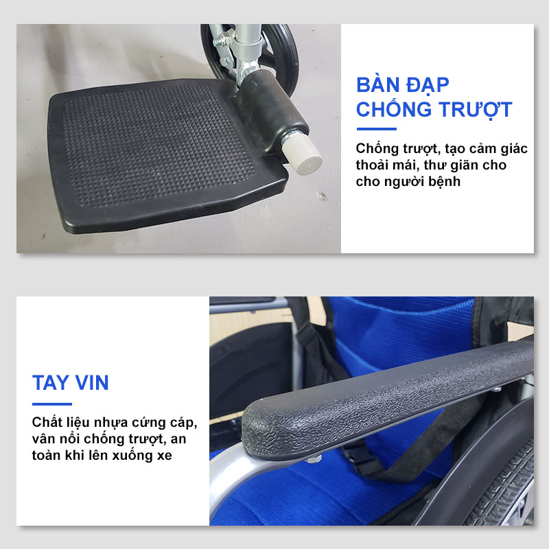 xe lăn tiêu chuẩn cho người bệnh, người lớn tuổi, người đi lại khó khăn - nikita s213-2 6