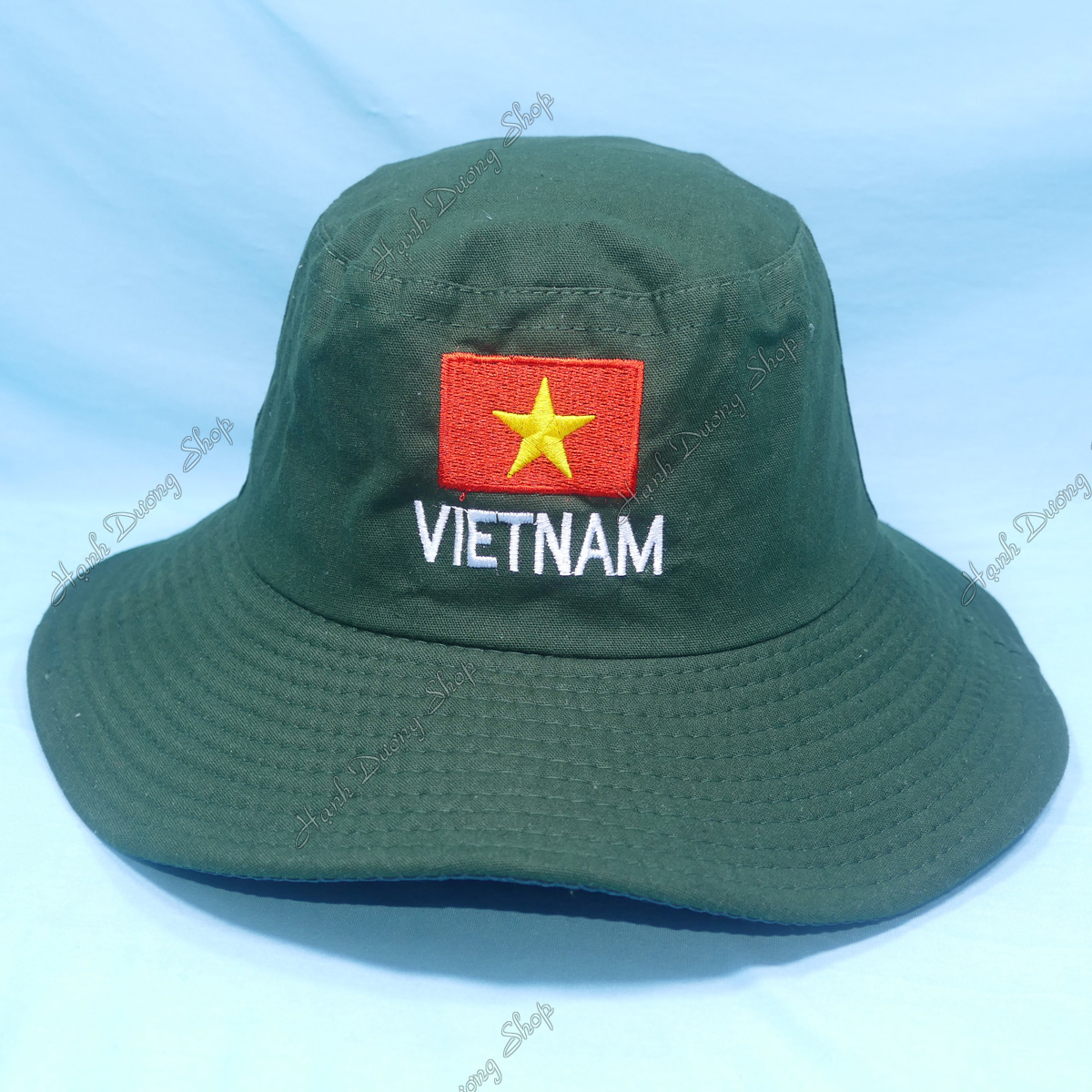 Mũ tai bèo nam vành rộng thêu cờ Việt Nam, chất liệu vải kaki oát mát mẻ, bền chắc - Hạnh Dương