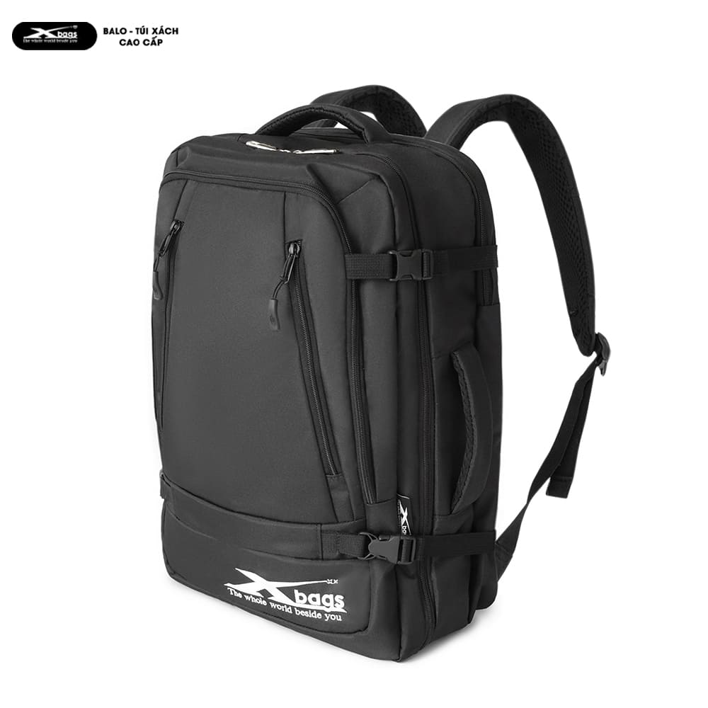 Balo Đi Phượt Cỡ Lớn Đa Ngăn Chống Nước Xbags Leader Cao Cấp Màu Đen, Đựng Laptop 17 Inch, Ngăn Chính Mở 180 Độ, Mạnh Mẽ Cá Tính!
