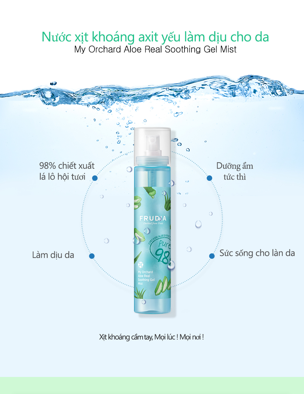 Nước Xịt Khoáng Frudia My Orchard Aloe Real Soothing Gel Mist Nha Đam Nguyên Chất (125ml)