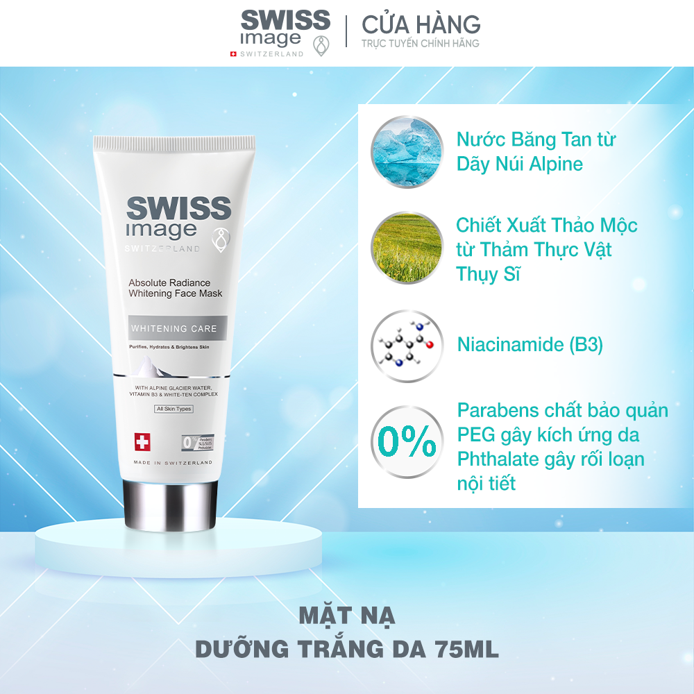 Mặt Nạ Dưỡng Trắng Swiss Image Absolute Radiance Whitening Face Mask 75ml
