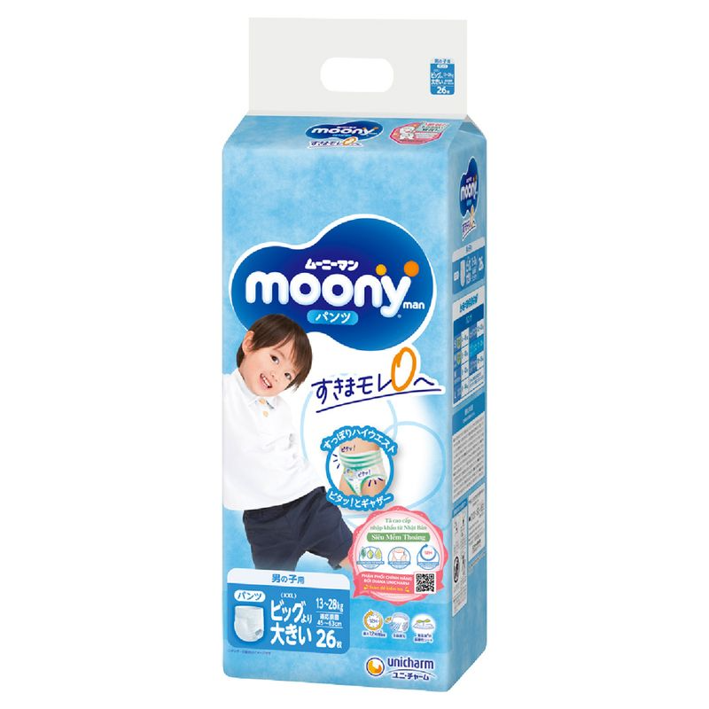 Tã Quần Cao Cấp Moony Nhật Bản Bé Trai XXL26 (26 Miếng)