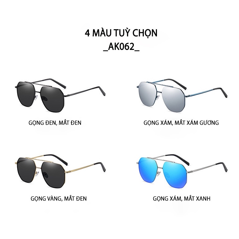 Kính Râm Nam Aoron Kính Mát Nam Chống Tia UV Mắt Kính Thời Trang Phân Cực Kiểu Dáng Phi Công Cực Ngầu - AK062 - Aoron