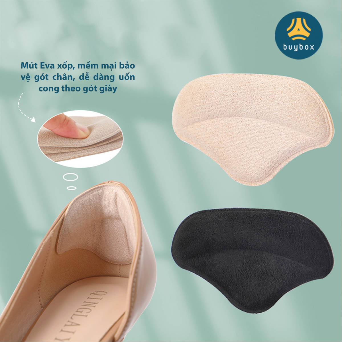 Lót giày cao gót chống trầy, giảm size, chống tuột gót chất liệu EVA ép mặt nhung - Buybox - BBPK279