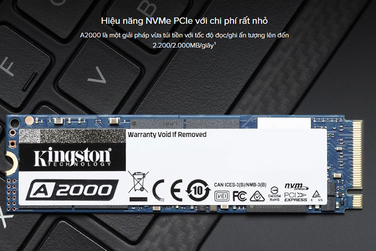 Ổ cứng SSD Kingston SA2000M8/1000G NVMe PCIe Gen 3.0 x4 1000G - Hàng Chính Hãng