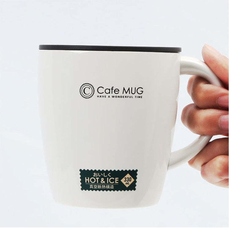 Cốc inox giữ nhiệt Cafe Mug 330ml có gioăng silicon  & nắp trượt chống tràn - Nội địa Nhật Bản
