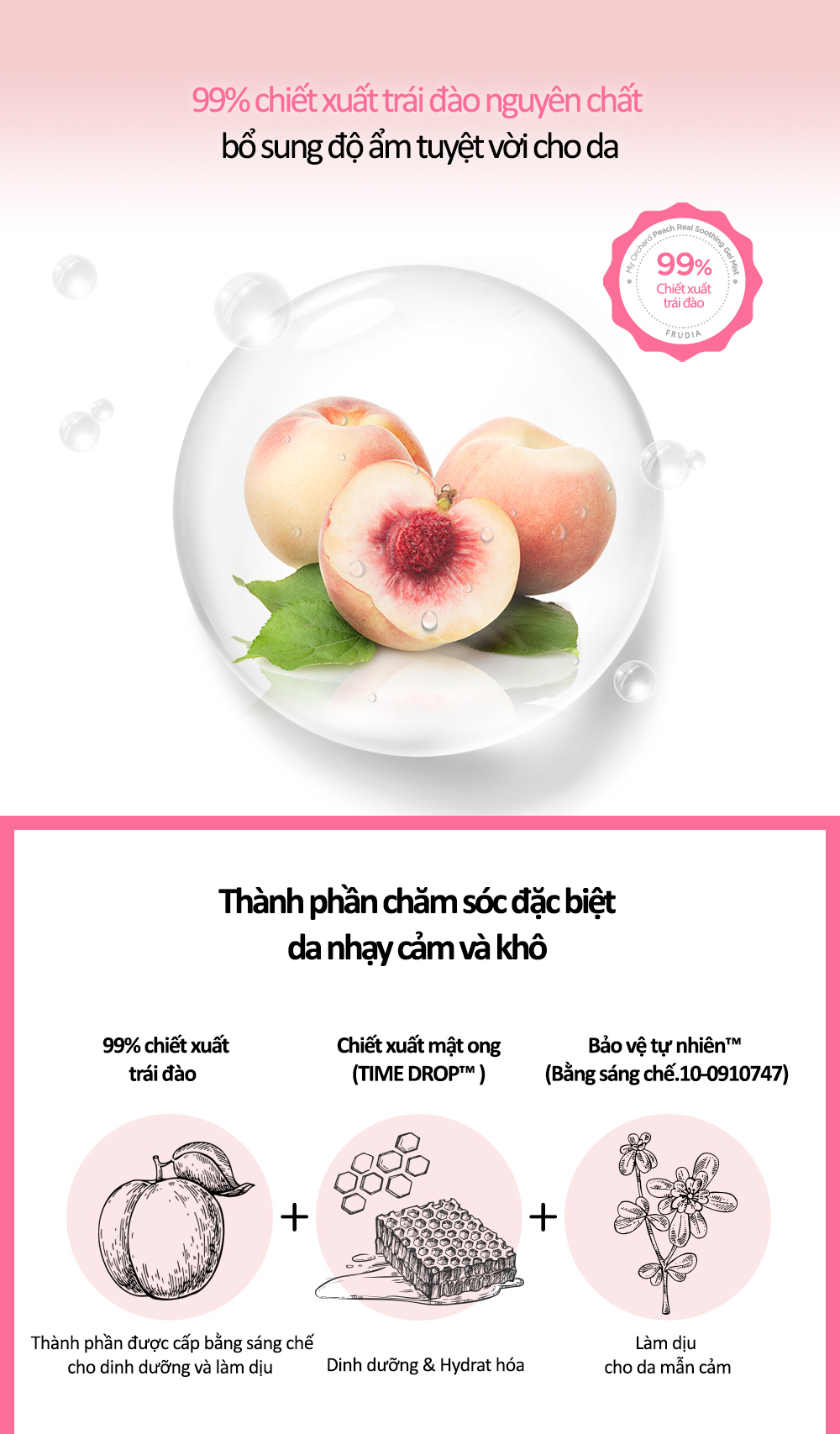 Nước Xịt Khoáng Frudia My Orchard Peach Real Soothing Gel Mist Đào Nguyên Chất (125ml)