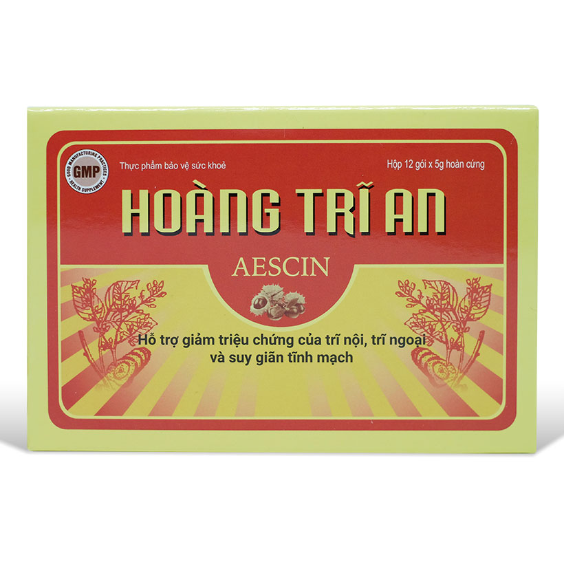 Thực phẩm bảo vệ sức khoẻ cho người bị trĩ nội, trĩ ngoại, trĩ hỗn hợp và suy giãn tĩnh mạch Hoàng Trĩ An - Hộp 12 gói 5g  