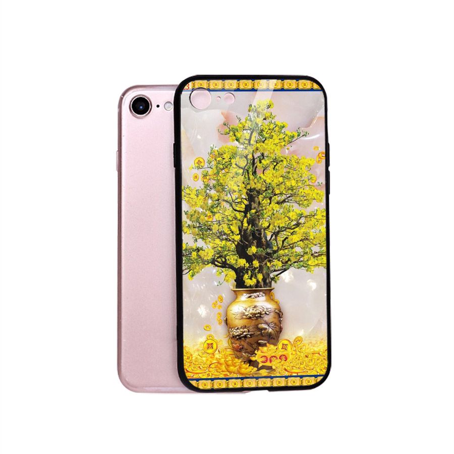 Ốp điện thoại kính cường lực cho máy iPhone 5/5s/se - Tranh Mai Đào MS MDAO049
