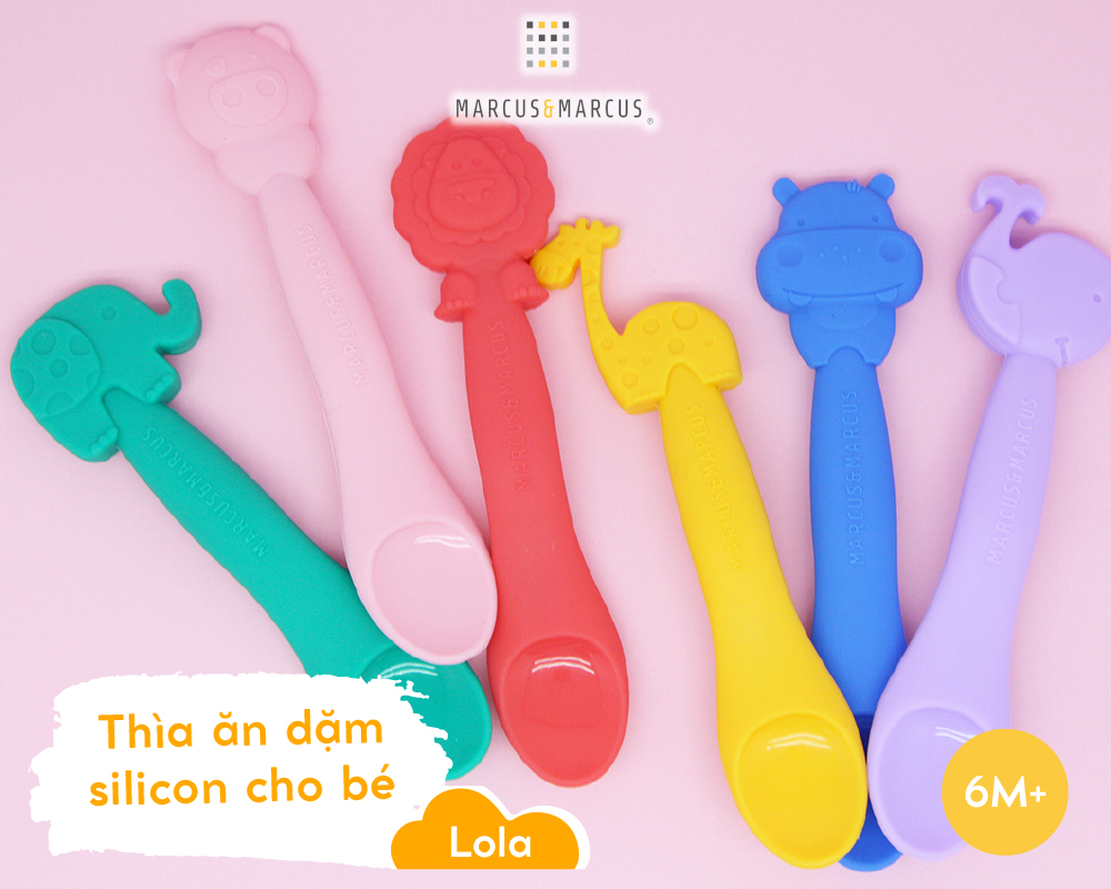 Thìa ăn dặm silicon cho bé Marcus & Marcus, từ 6 tháng