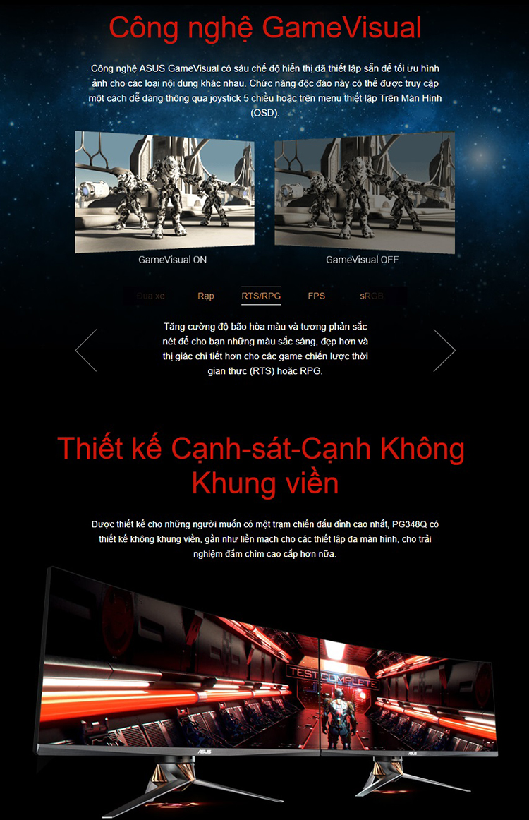 Màn Hình Game Cong ASUS ROG Swift PG348Q 34 inch 2K Ultra Wide (2048 x 1080) 5ms 100Hz G-Syns IPS - Hàng Chính Hãng