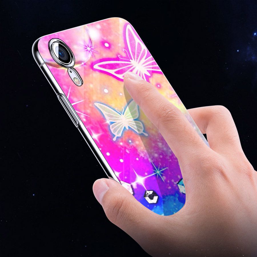 Ốp điện thoại kính cường lực cho máy iPhone XR - bướm đẹp MS BUOMD058