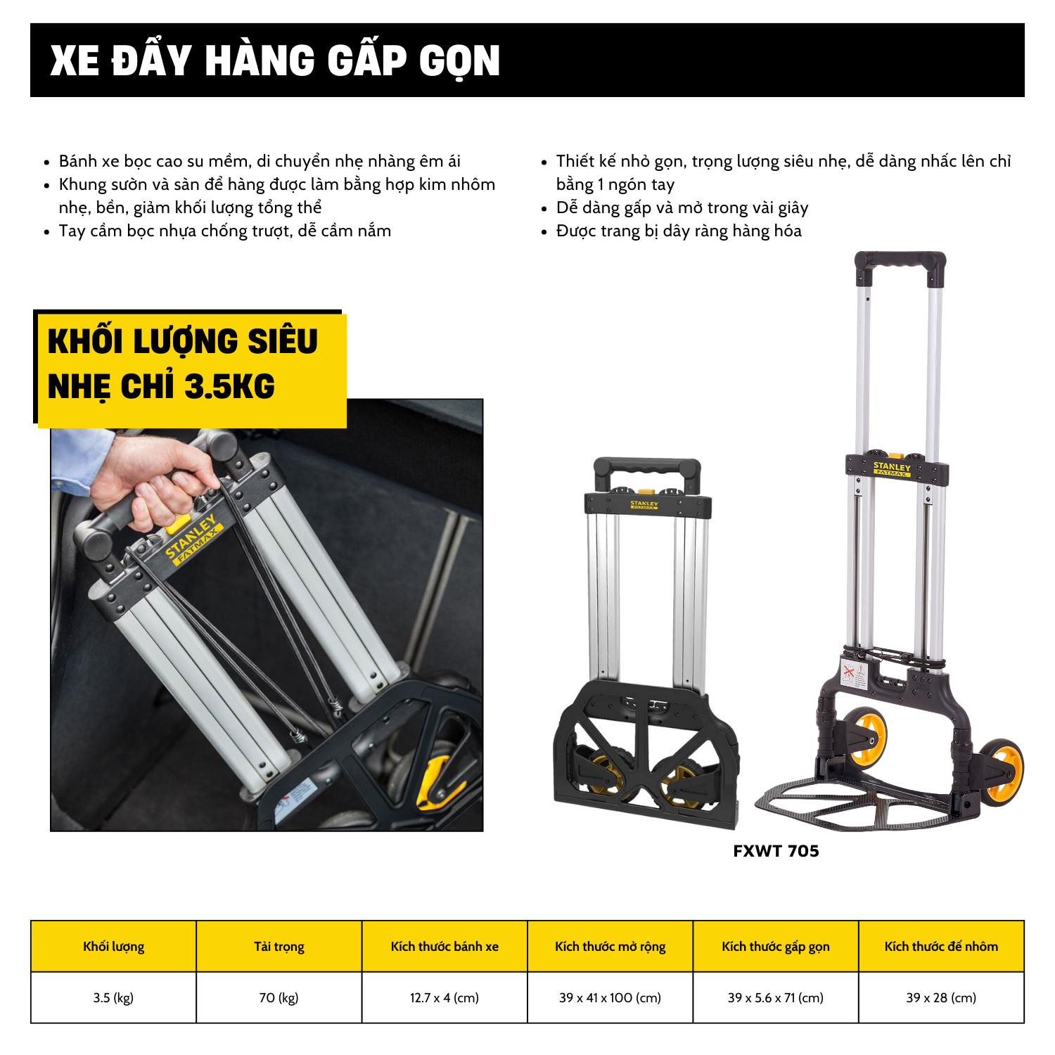 Xe đẩy hàng gấp gọn Stanley Fatmax - USA FXWT-705