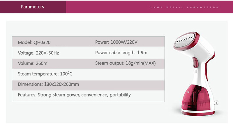 Bàn Ủi Hơi Nước Xách Tay Mini HG QH0320 - 1000W 260ml Đỏ